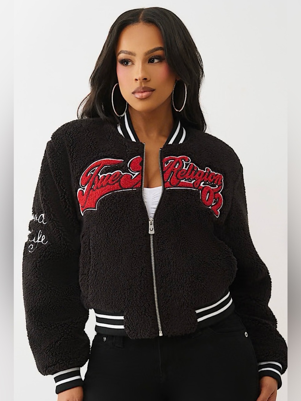 True Religion Varsity Chenille Bomber Jacket NWT Size XS